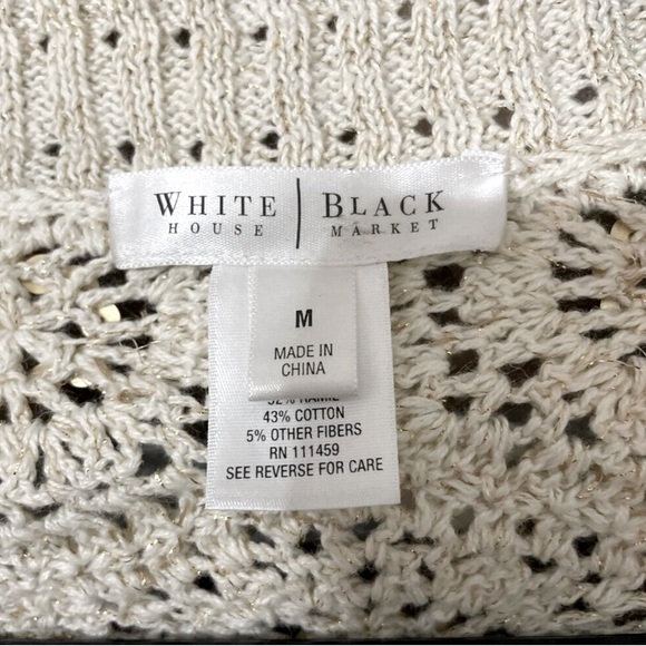 LN White House Black Market Cropped Embroidered Knit Sequin Open Cardigan Y2K - Picture 7 of 9